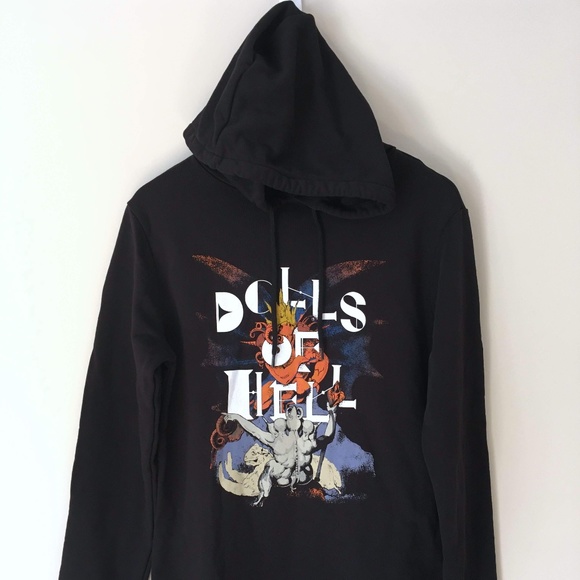 NWOT A.P.C Black Band Hoodie with graphic/ hooded Sweatshirt XS-S - Picture 2 of 6